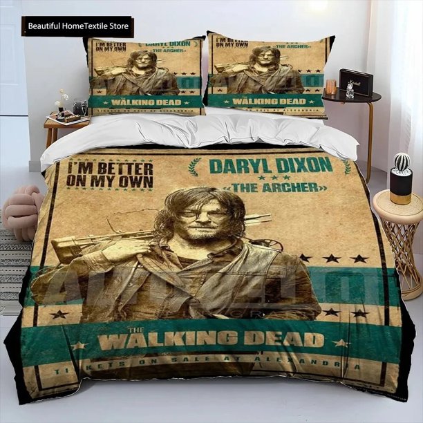 Horror TV The Walking Dead Lincoln Comforter Bedding Set,Duvet Cover Bed Set Quilt Cover Pillowcase,King Queen Size Bedding SetBed Sheets