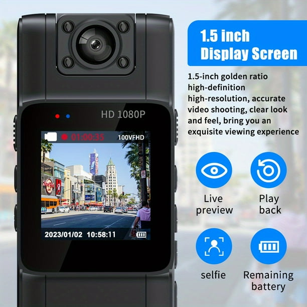 Multi-function Pocket Camera: It Can Take Photos, Record Video, Night Vision, Loop Recording And Other Functions In One, Support 5-inch Large Screen Display, Can Be Worn On The Body Or Fixed On The Ve