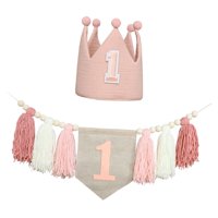 Bothyi - Guirnalda De Borlas Para Fotos Con Pancarta De Trona Para Dormitorio De Bebés, Niños Y Niñas, Color Rosa