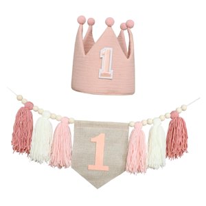 Bothyi - Guirnalda De Borlas Para Fotos Con Pancarta De Trona Para Dormitorio De Bebés, Niños Y Niñas, Color Rosa