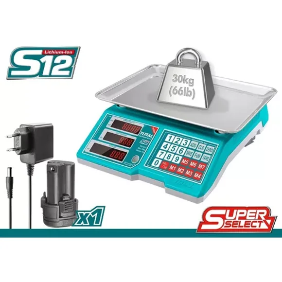 BALANZA DIGITAL 30 KILOS 12V CON BATERIA TES1223