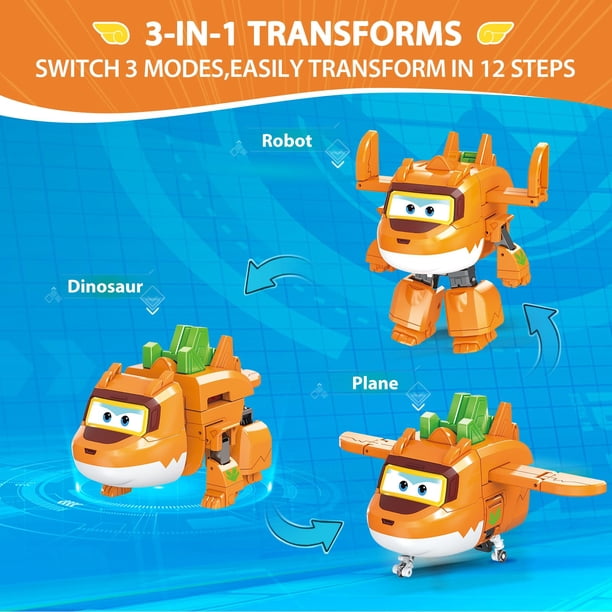 Set de juguetes de avión dinosaurio transformable 5 en 1 Super