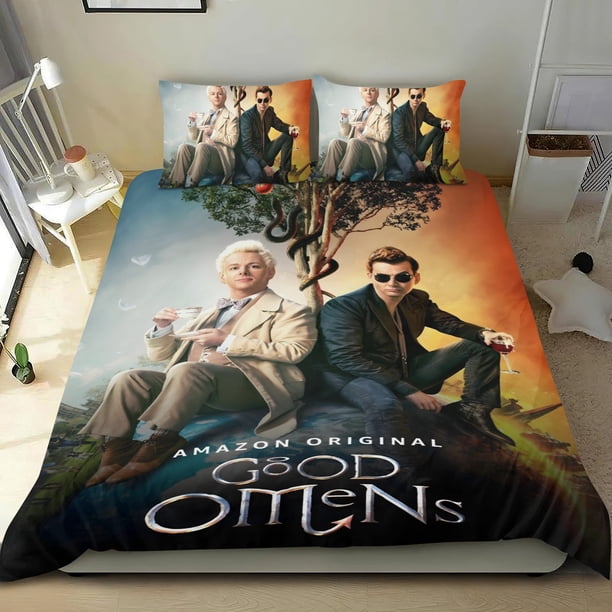 Buenos Presagios Conjunto de sábanas temático, trío de piezas, cómodo y amigable con la piel, diseño único, regalo de decoración para el hogar para familiares, amigos y fans,173cm *218cm