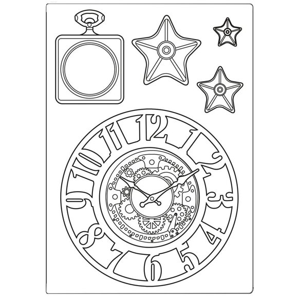 Molde de silicona Stamperia A5 – Relojes y Estrellas, Sir Vagabond