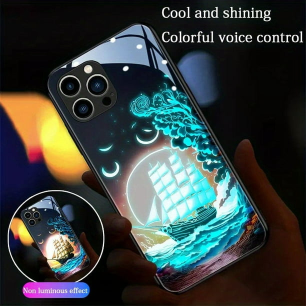 Voice-Activated Colorful Glowing Phone Case for Apple iPhone 14, 13, 12, 11, XS, XR, 8, 7, 6, Plus, Pro Max Plus - Fashionable & Intelligent!