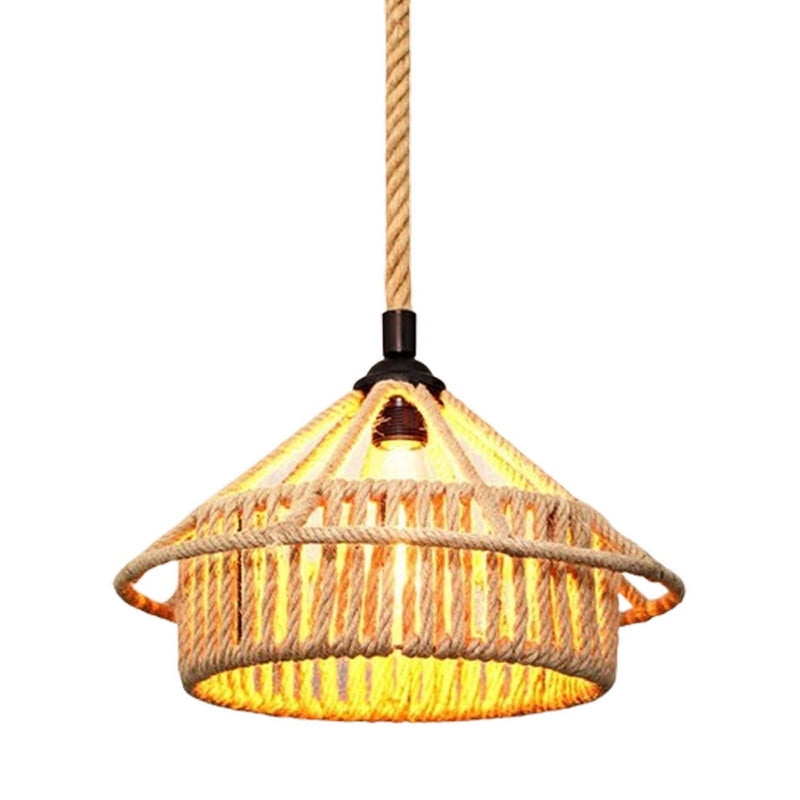 Genérico - Lampara Colgante Cañamo Jaula Tejida Sombreada Hogar Rondon