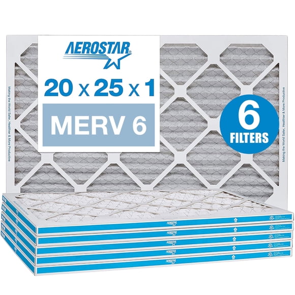 Filtro de aire Aerostar 20x25x1 MERV 6 plisado, paquete de 6
