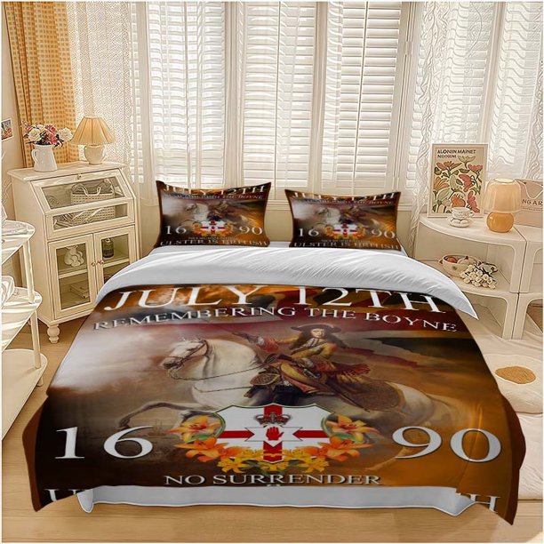 3pcs Orange Festival Poster Set Commemorating William III's Victory at the Battle of the Boyne Soft and Comfortable Bedding Set Suitable for All Seasons