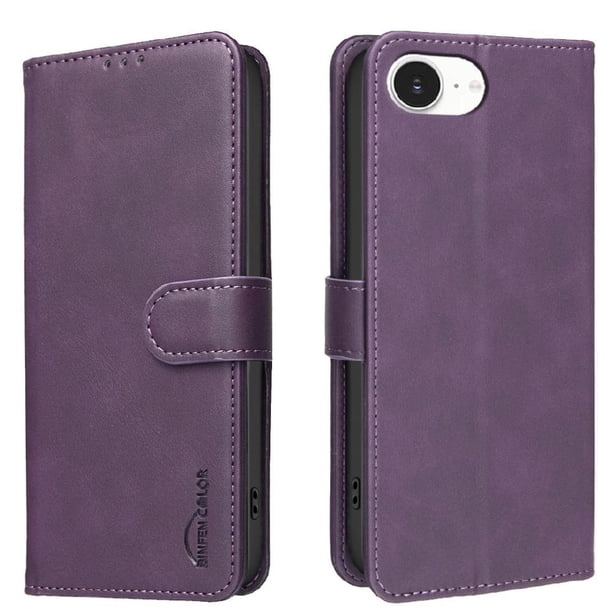 Funda Billetera para iPhone 16E Protección RFID y Soporte Ajustable Morado