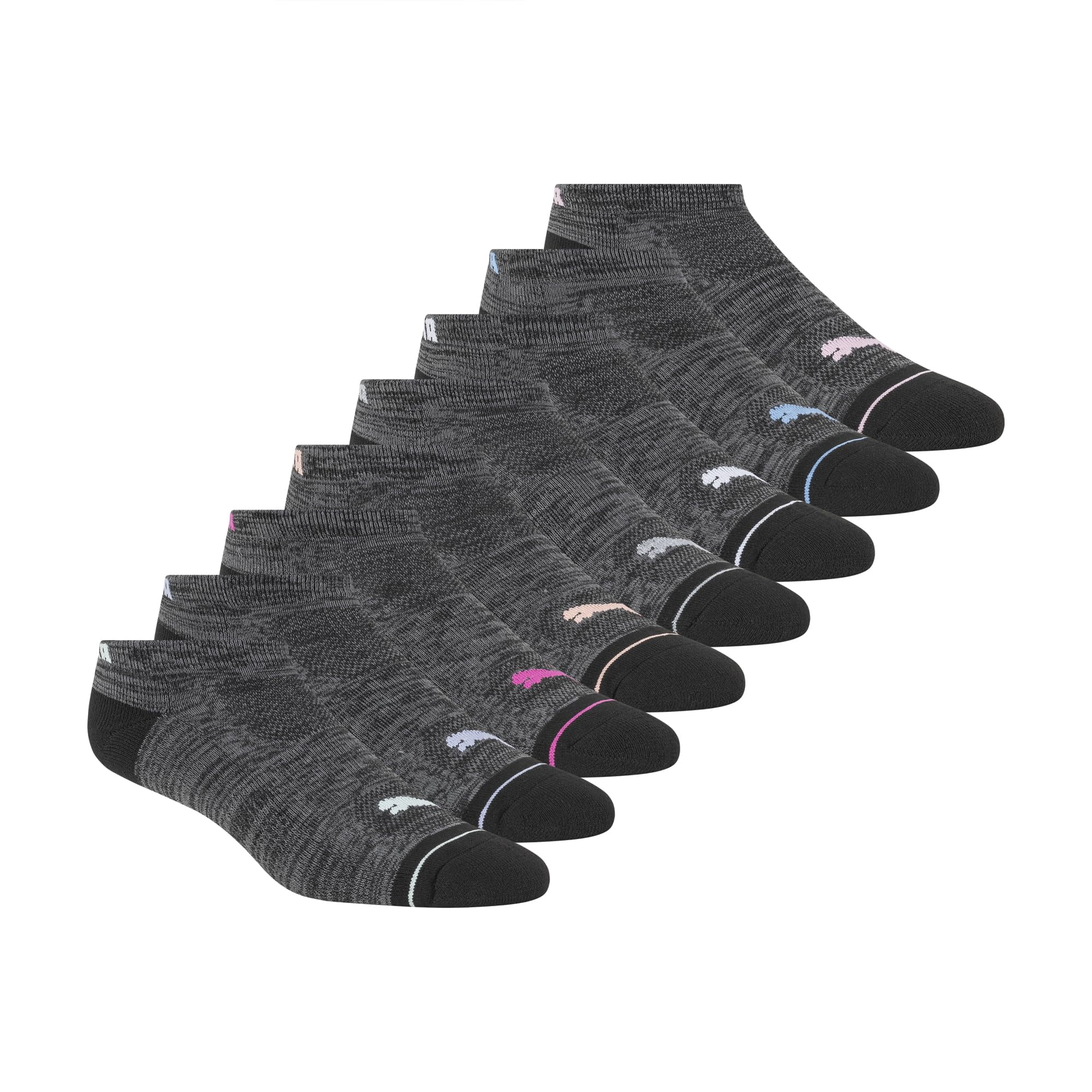 Calcetines Puma Para Mujer, 8 Unidades, Corte Bajo, Negros, Tallas 9-11