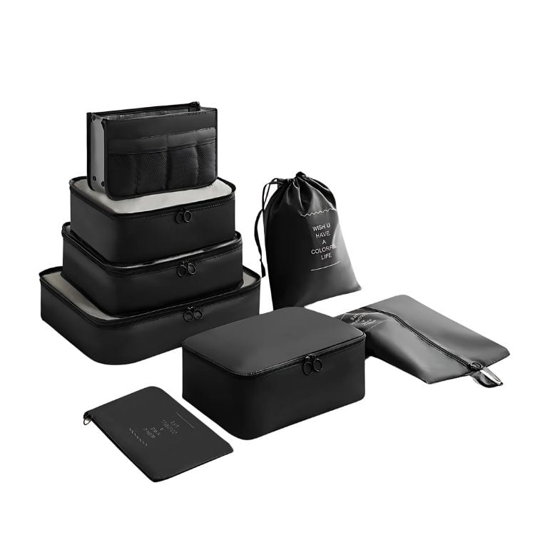 Crusec - Set 8 Bolsas De Maletas De Viaje - Negro