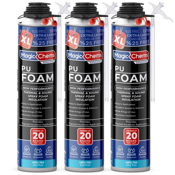 Lata aislante de espuma en aerosol Magic Chems de 750 ml (paquete de 3)
