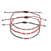 Zazü - Pack Pulseras Verde Y Ladrillo Con Mostacillas De Plata Multicolor Talla Única