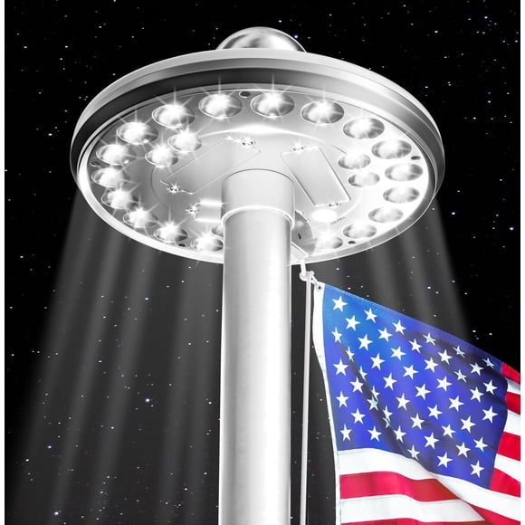 Lámpara Deluxe Con Forma De Asta De Bandera Alimentada Con Energía Solar 1300 Lm 26 Led