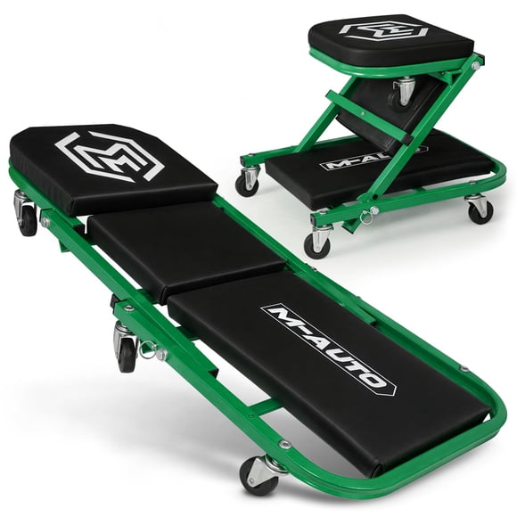 Cucharilla de Mecánico M-AUTO Plegable 91 cm Verde 6 Ruedas 150 kg