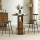 thumbnail image 3 of 3-Piece Bar Table and Stool Set 31.5-inch round bar table with two stools Compact wooden dining bar with metal ring footrest Ideal for restaurants, cafes, bars, living rooms, and small spaces,Walnut, 3 of 3