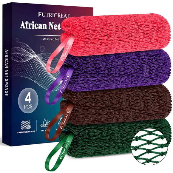 Esponja de Baño FUTRICREAT Pack de 4 (Coral/Morado/Marrón/Verde)