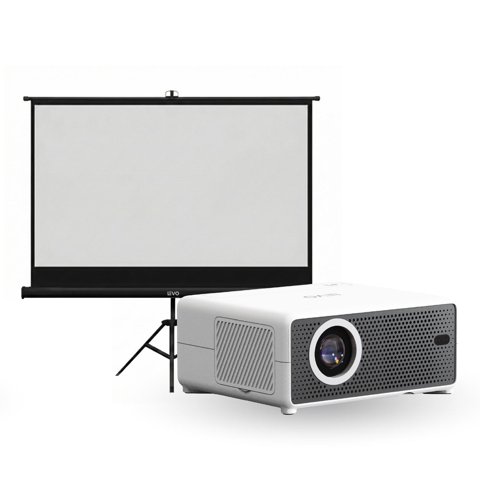 Proyector Portátil Hexa 8000Lm + Telón 60"" Negro Levo