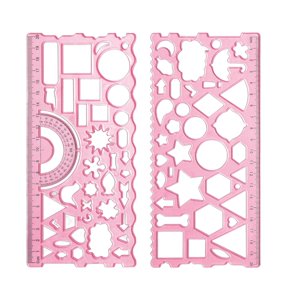 Magideal - Regla Geométrica De 20 Cm, Plantillas Ligeras Portátiles Y Transparentes, Plantilla De Dibujo Duradera Para Ingeniería De Pintura De Oficina De Dibujo Rojo