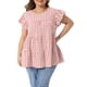 thumbnail image 1 of Agnes Orinda Blusa de Mujer Talla Grande Estilo Años 50 Cuello Redondo Mangas Cortas Acampanadas Blusa de Verano Babydoll Talla 2X Rosa, 1 of 6