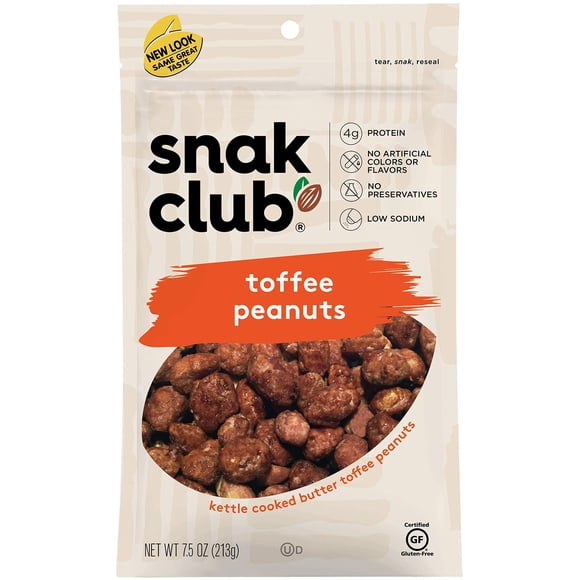 Bolsa resellable Snak Club con caramelo y cacahuetes, 213 g