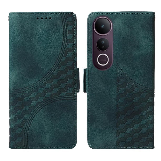 Carcasa FOXDOCK Vivo V50 Lite de cuero PU, diseño acolchado clásico, protección contra caídas y rayones