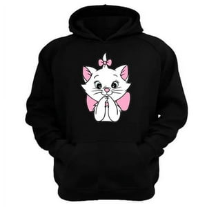 Genérico - Poleron Canguro Gatos Aristócratas Negro Talla M Unisex