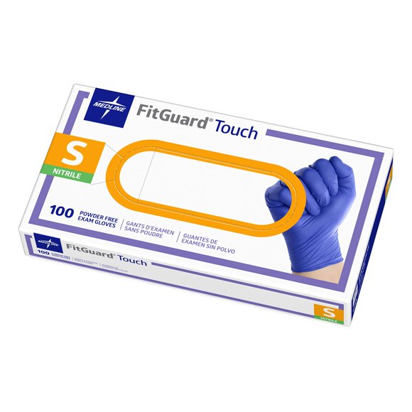 Guantes Medline FitGuard Touch de nitrilo, tamaño pequeño, 100 unidades
