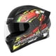 thumbnail image 4 of Casco de motocicleta/casco de bicicleta de calle/cómodo, transpirable, antivaho, ligero, abatible hacia arriba, viseras dobles para adultos Negro con estampado, 4 of 5
