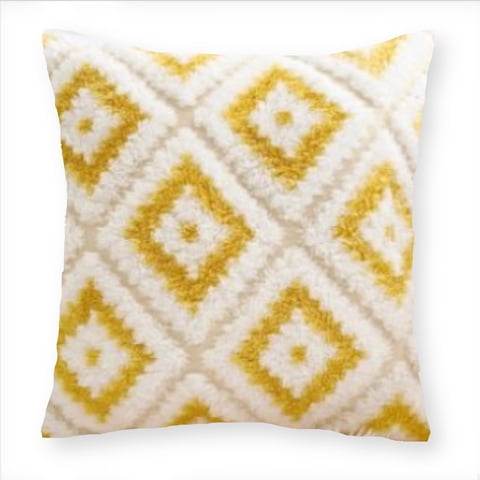 Homestore - Funda Cojín Peludo 45X45 Cm Rombo Amarillo