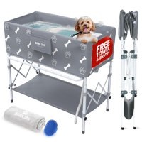 Bañera Para Perros Bark Spa Plegable Y Portátil Con Cepillo Y Toalla