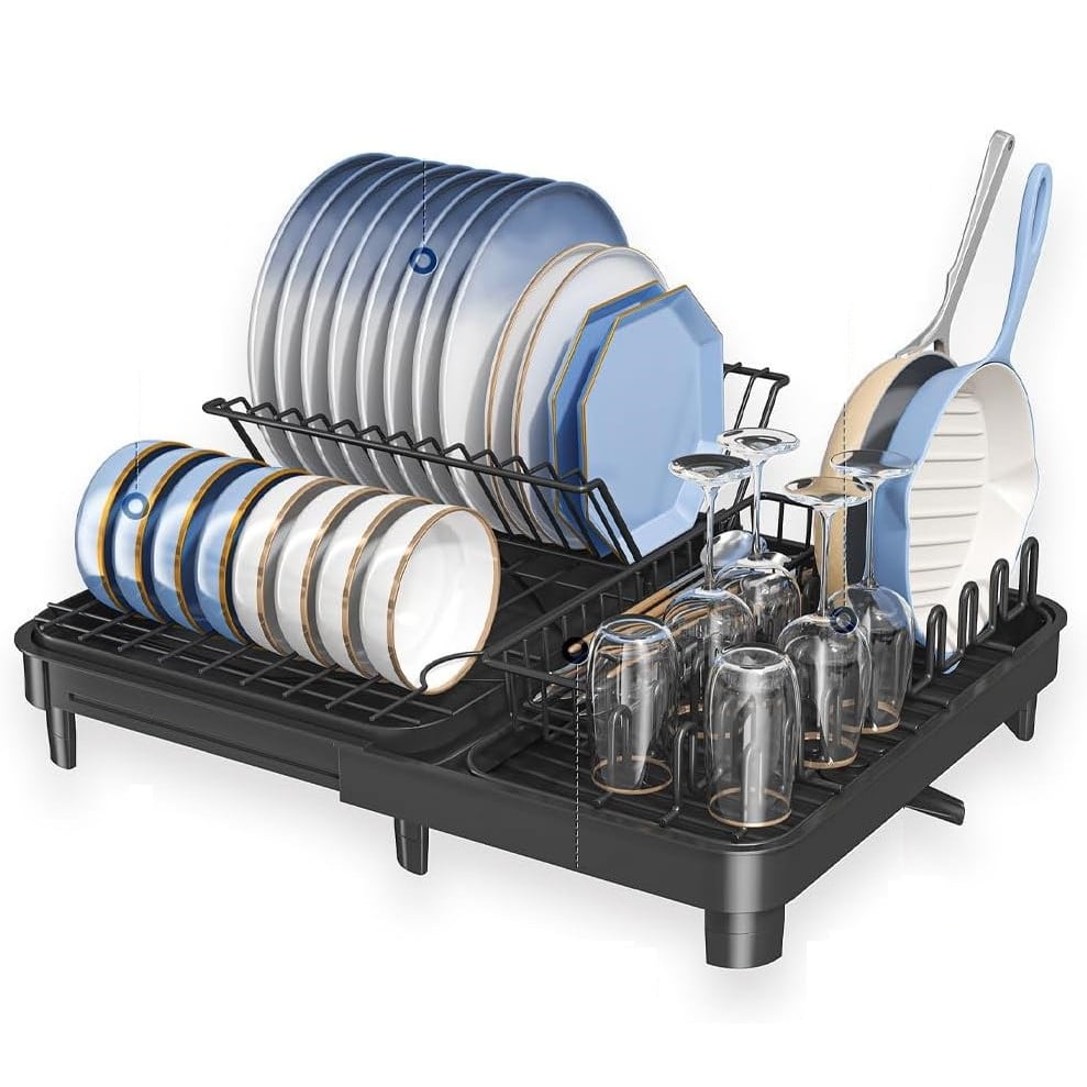 Wakeshome - Secaplatos Escurridor Cocina Acero Inoxidable Plegable Loza