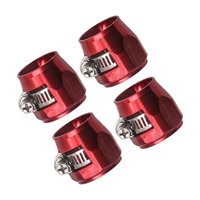 Ioensy - Abrazaderas De Acabado De Manguera De 4 Piezas De Aleación De Aluminio Con Conectores De Manguera De Banda De Tornillo Rojo An10
