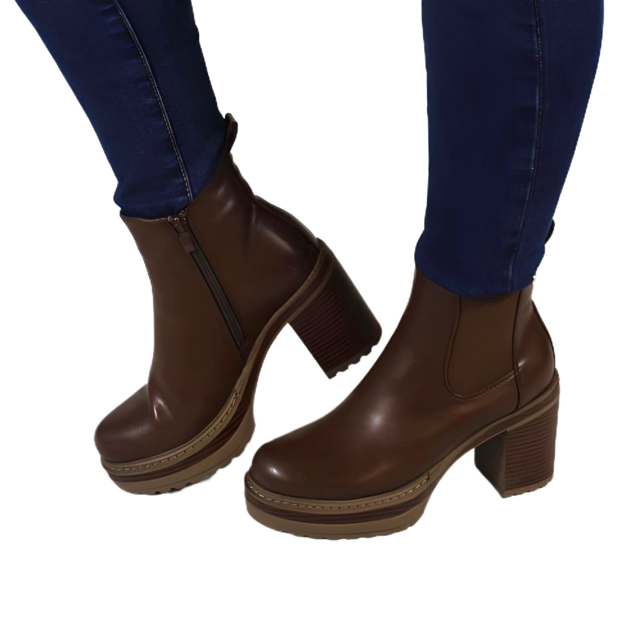 Megabazar Spa - Botin De Mujer Taco Cuadrado 17 Yassne Beige