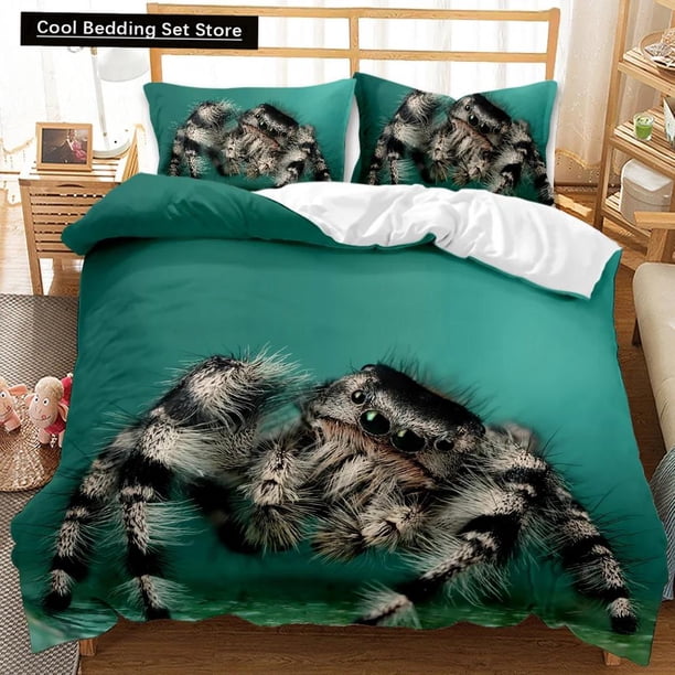 v1637 Bed Sheets Spider Duvet Cover Set Brown Spider Twin Comforter Cover Set Insect Theme Double Queen King Size Polyester Qulit Cover 3-Piece Bedding Set (1 Duvet Cover + 2 Pillow Shams) Bed Sheets