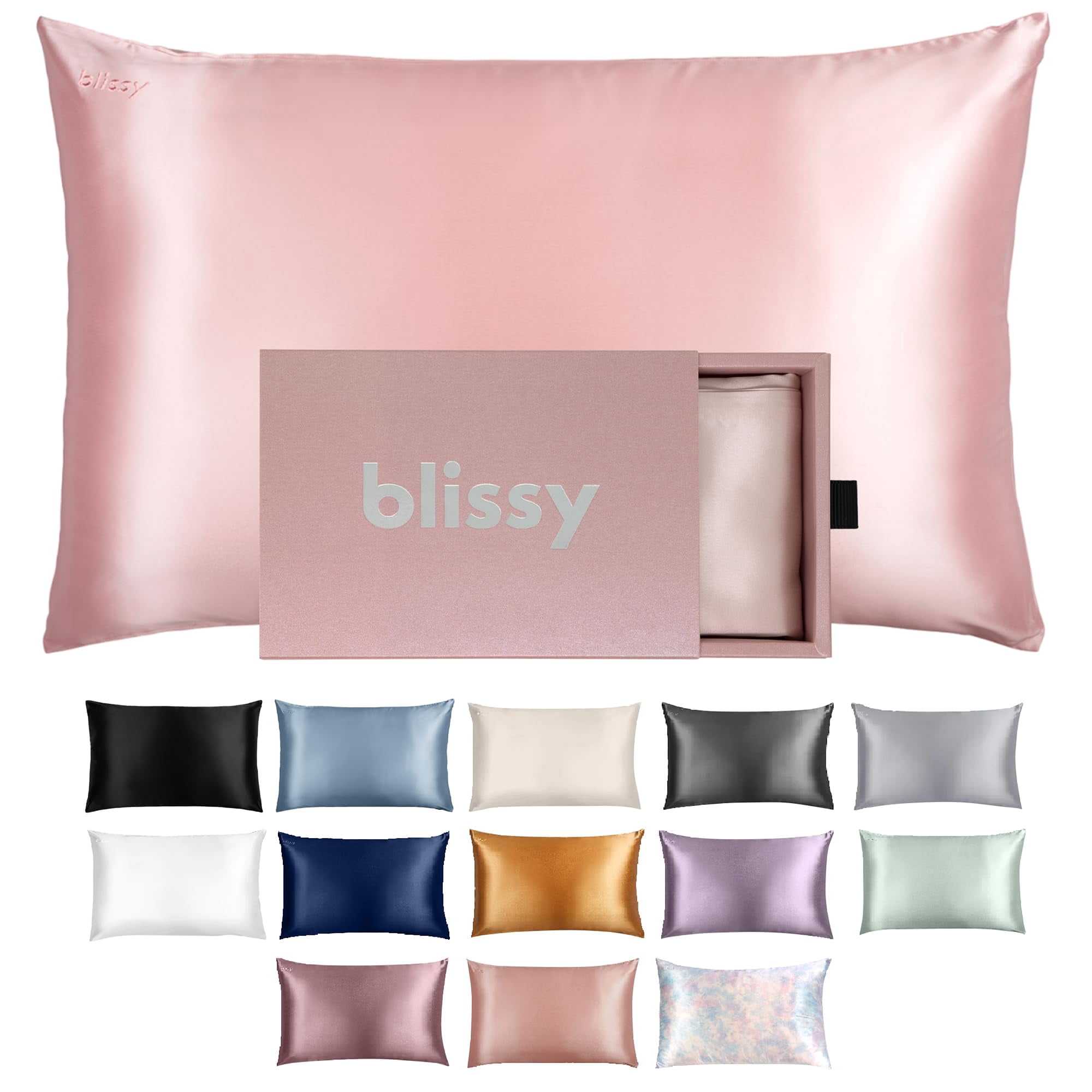 Funda De Almohada De Seda Blissy 100% Pura, Seda De Morera, 22 Momme Pink