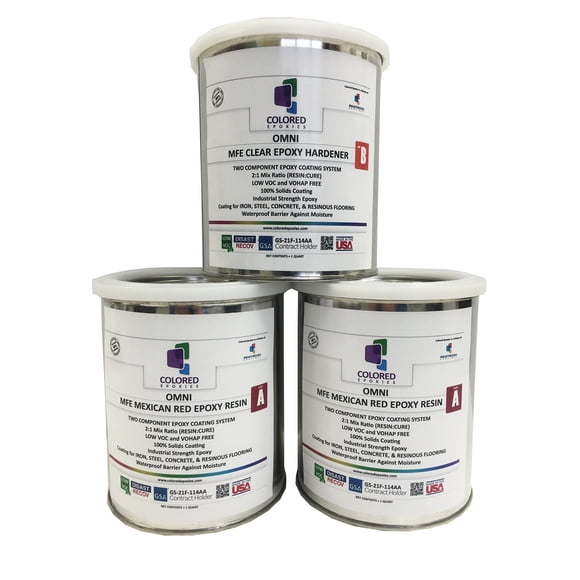 Kit de 3 cuartos de recubrimiento de resina epóxica roja Coloredepoxies 10009