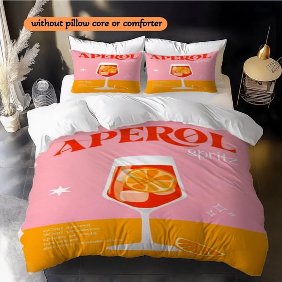 3pcs Aperol Spritz Printed Duvet Cover Set Breathable Polyester Duvet Cover Set
