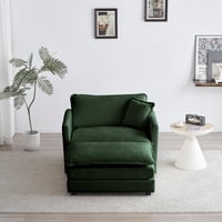 M&Ms - Modern Accent Chair With Ottoman, Living Room Club Chair Chenille Upholstered Armchair , Reading Chair For Bedroom, Green Chenille