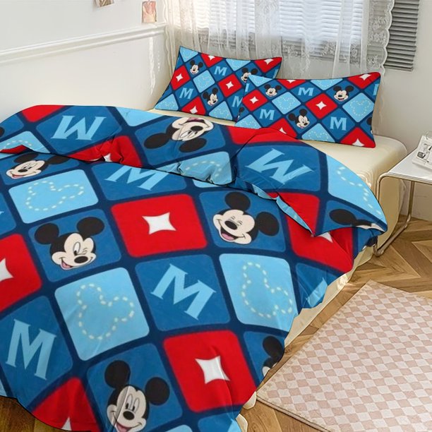 Mickey Print Bedding Set Pattern Duvet Cove Set 3 Pieces 1 Quilt Cover And 2 Pillowcases for Women Men Teens