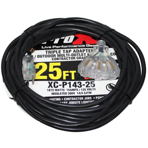 Cable De Extensión De Alimentación Pro-X Xc-P143-25 25 25 Pies 14 Awg 110 V Hembra
