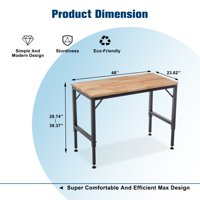 M&Ms - 48"" Heavy-Duty Adjustable Workbench For Garage, Rubber Wood Shop Table W/Rubber Pads, Hardwood Workstation Weight Capacity Over 2000 Lbs