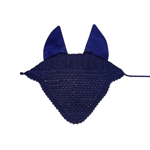 Cofia antimoscas para caballo Equine Care, talla completa, azul, algodón tejido a crochet