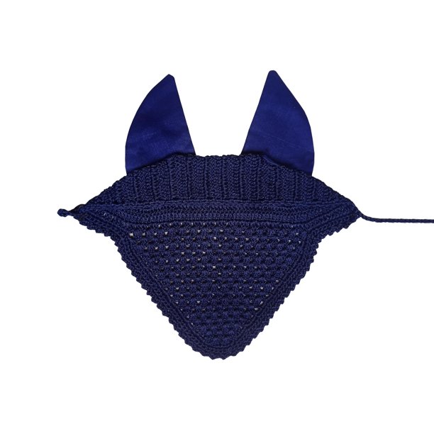 Cofia antimoscas para caballo Equine Care, talla completa, azul, algodón tejido a crochet