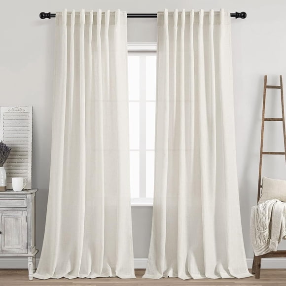 Cortinas Lino Nanspring 2 Paneles 90 Pulgadas Natural