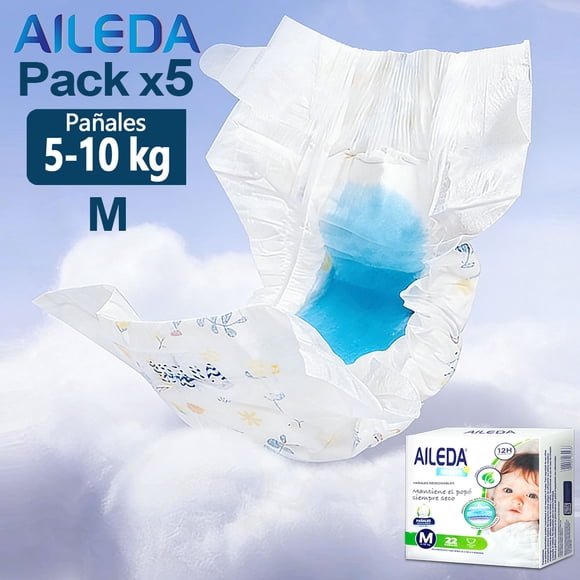 Aileda Pañales Desechables M Total 110u Paquete Fácil De Llevar