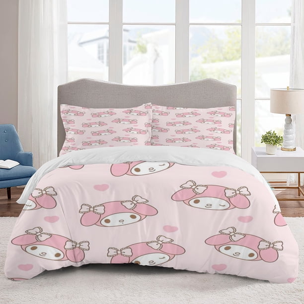 My melody Bedding Sets Cartoon Duvet Cover Lightweight 3 Piece Bet Sets for Kids Boys Girls