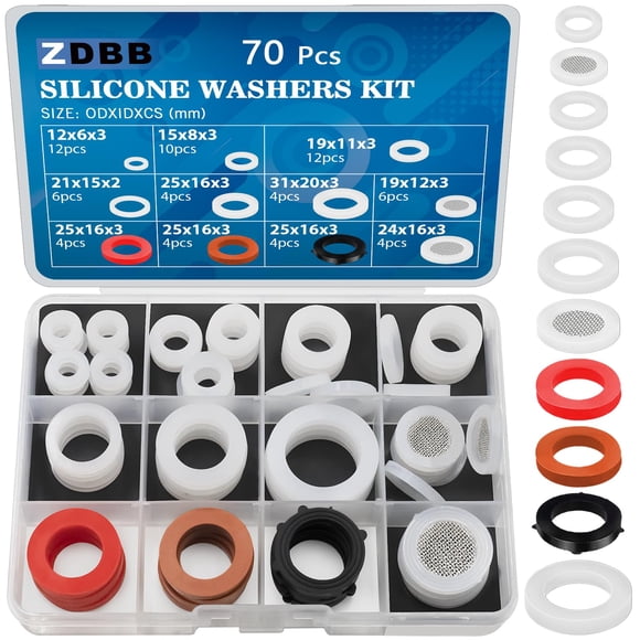 Kit surtido de juntas de silicona para plomería ZDBB, 70 piezas