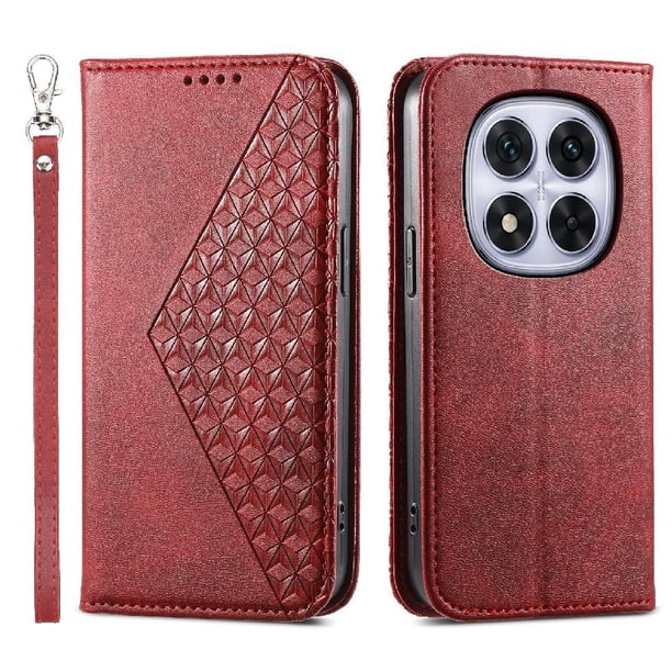 Funda Flip FOXDOCK para Xiaomi Redmi Note 15 Pro , Estilo Billetera con Diseño Rombo, Correa de Mano y Soporte, Uso Diario