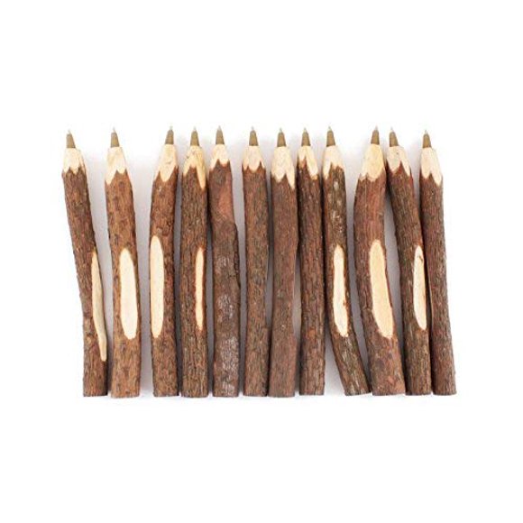 Bolígrafo SKKSTATIONERY con forma de rama de madera auténtica, 12 unidades